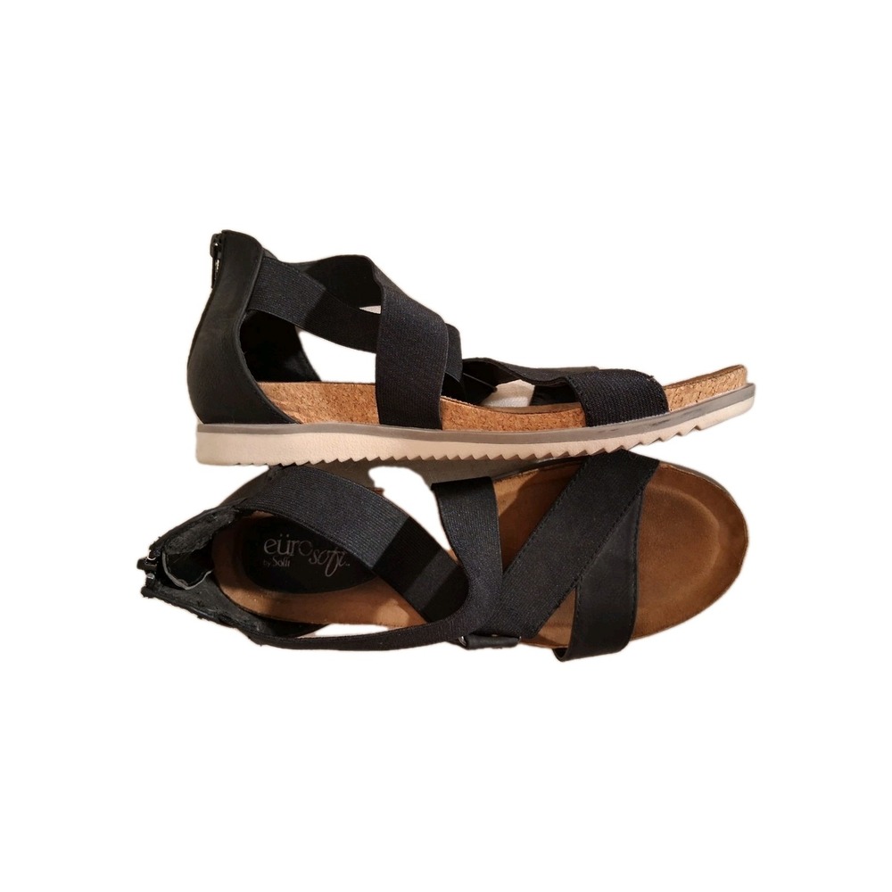 Euro Soft By Sofft Landry Sandals Black Elastic Back Zipper Women's 8.5 M